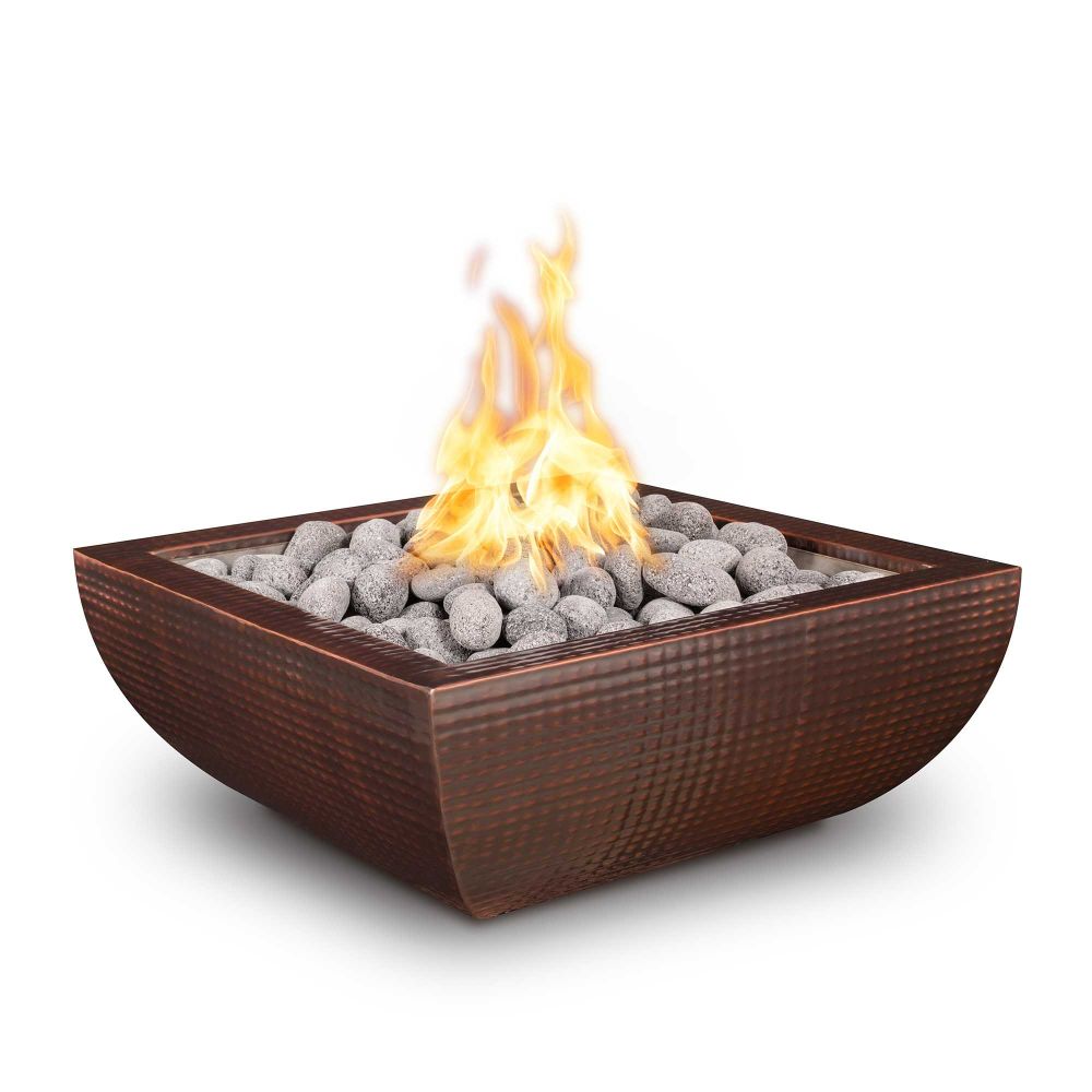 The Outdoors Plus OPT-24AVCPF-LP 24" Avalon Hammered Copper Fire Bowl - Liquid Propane